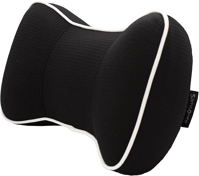 Samsonite Car Neck Pillow, Soft Memory Foam Headrest Pillow for Driving, Ergonomic Car Seat Headrest Cushion with Adjustable Strap, Breathable & Removable Cover, Neck Pain Relief, Black