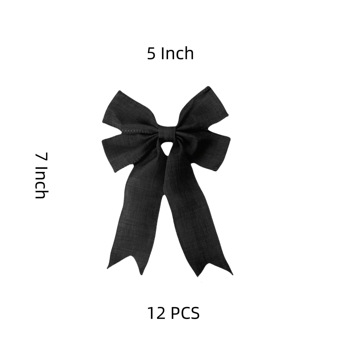 Meseey Burlap Ribbon Bows with Twist Tie, 5 x 7 Inch, Gift Wrapping and Party Decorations, Set of 12 (Black)