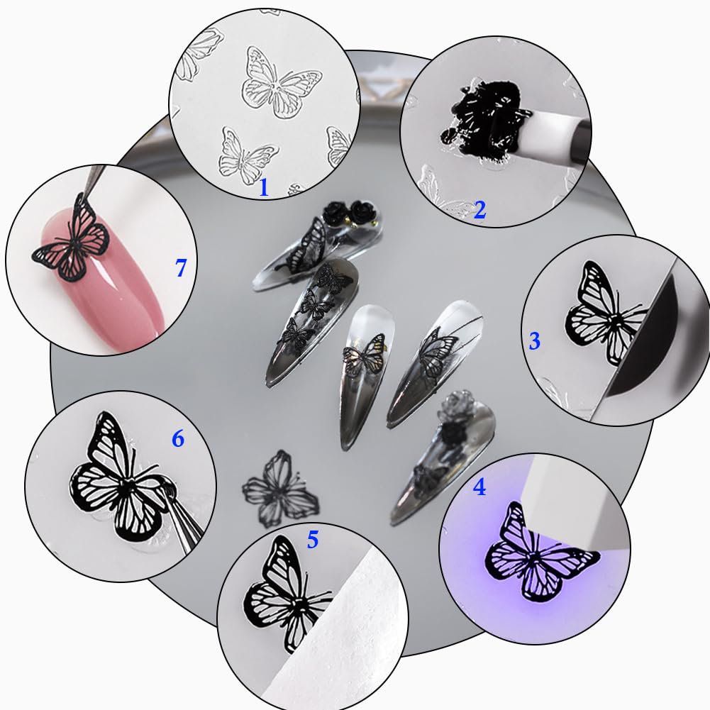 WAYUTO 3 Sheets Reusable 3D Nail Art Mold DIY Making Tools Silicone Carved Mold Retro Classic Supplies for Women Girls