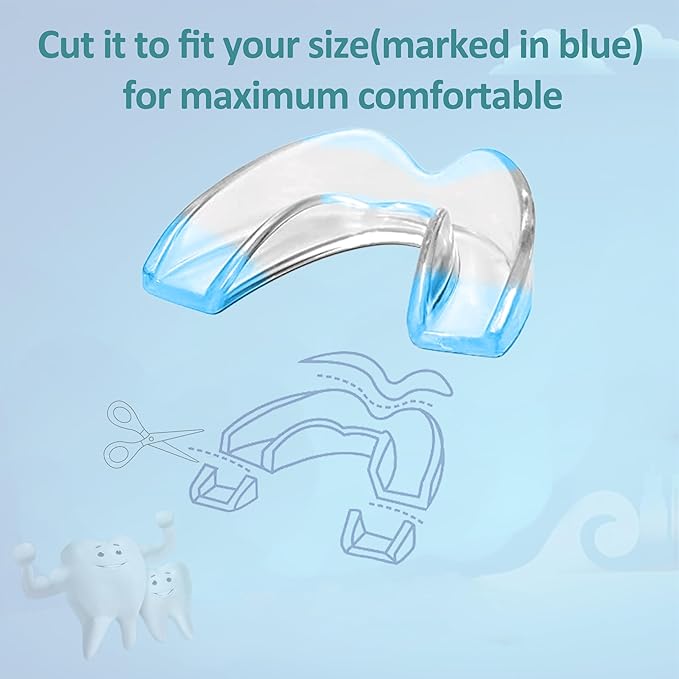 Kids Mouth Guard Blue for Grinding Teeth 8 Pack Moldable Night Guards for Clenching Teeth | Comfortable Nighttime Protection Guard | Including Hygiene Case & Gel Ice Pack