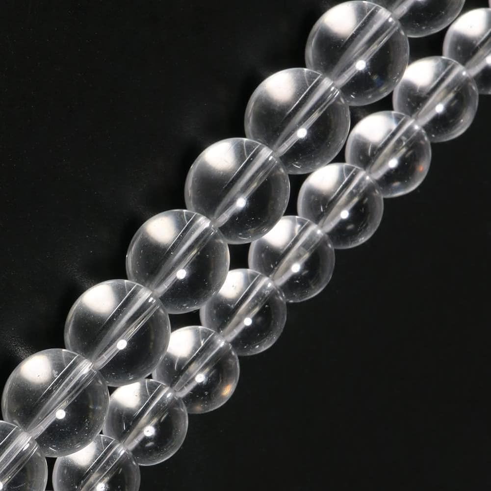 Yochus 60pcs Clear Quartz Stone Beads，6mm Healing Power Natural Stone Round Loose Beads for Jewelry Making Earring Necklace DIY Crafts