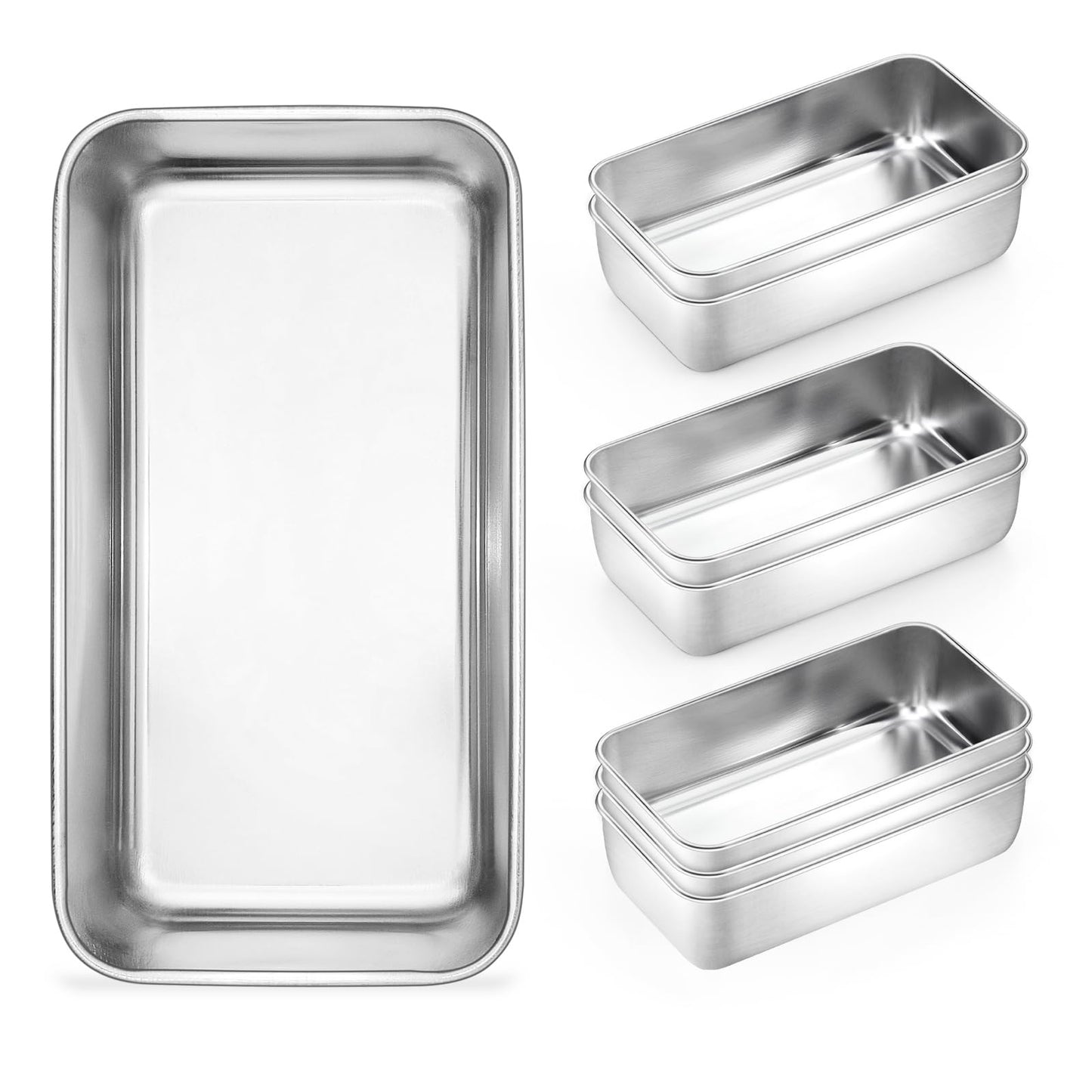 Onader Bread Loaf Pans Set of 8, 9 x 5 Inch Stainless Steel Deep Meatloaf Pan for Baking