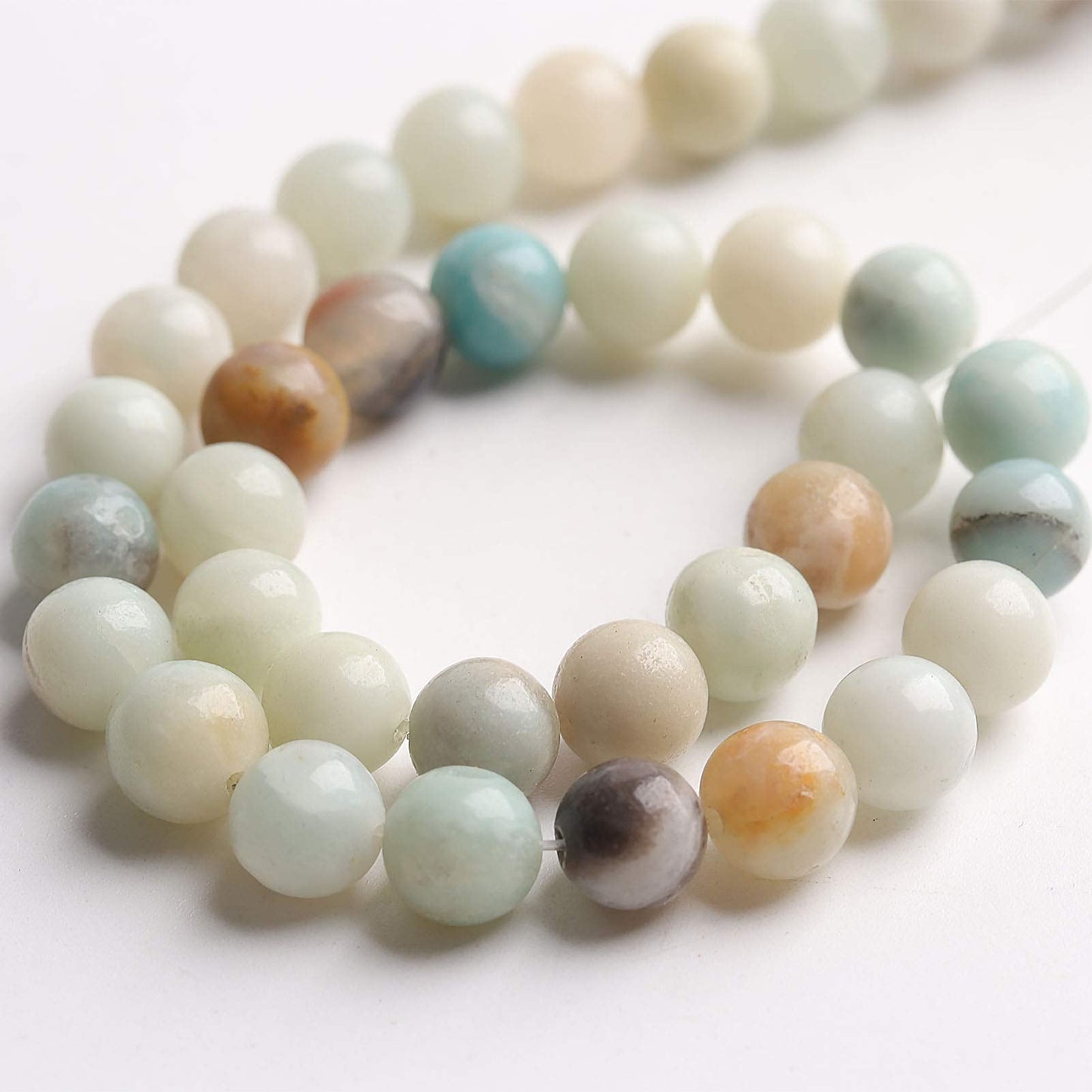 Filluck Natural Stone Beads Amazonite 8mm Polished Round Smooth Gemstone Beads for Jewelry Making 15 Inch(Amazonite,8mm)