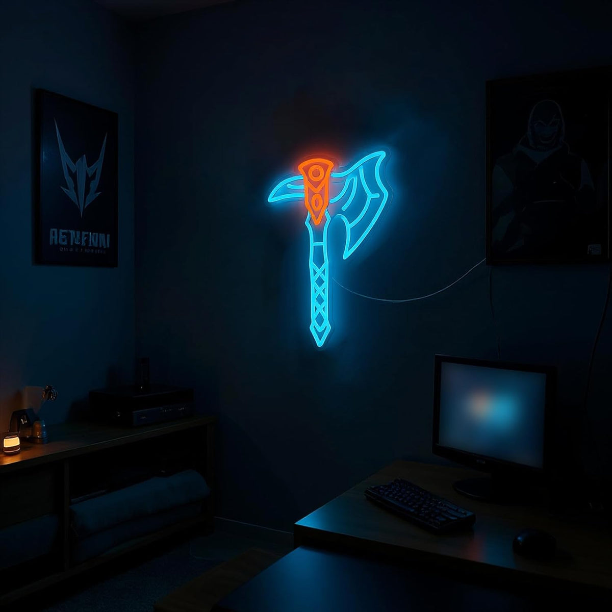 Axe Neon Sign for Wall Decor – USB Powered LED Axe Light with Dimmer, Viking Wall Art Accent for Man Cave, Gaming Room Decor, Gift for Men
