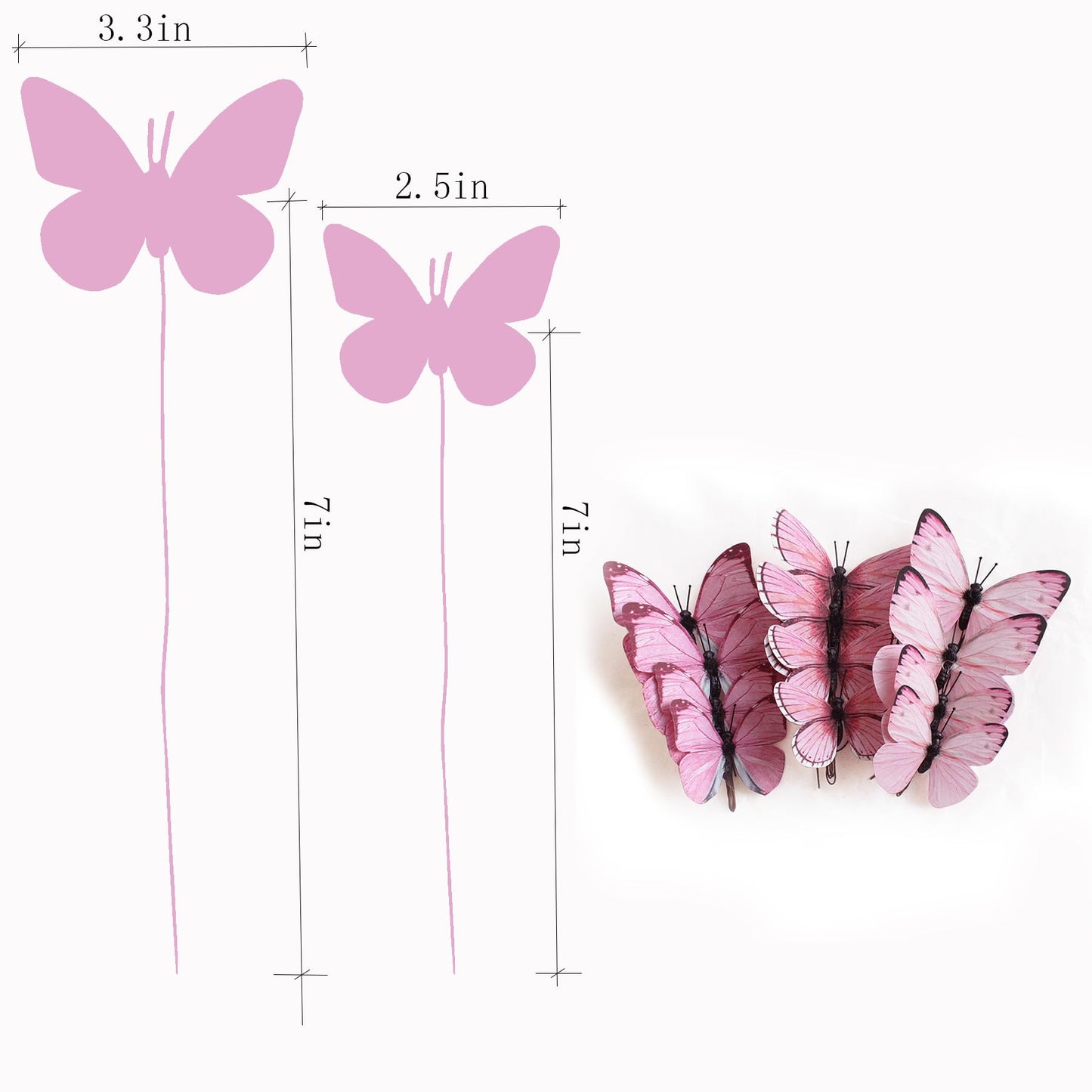 naudassods Artificial 3D Decorative Butterflies, Highly Decorative, Suitable for Weddings, Parties, and Children's Rooms,Creative Home Decor for All Seasons (pink28)