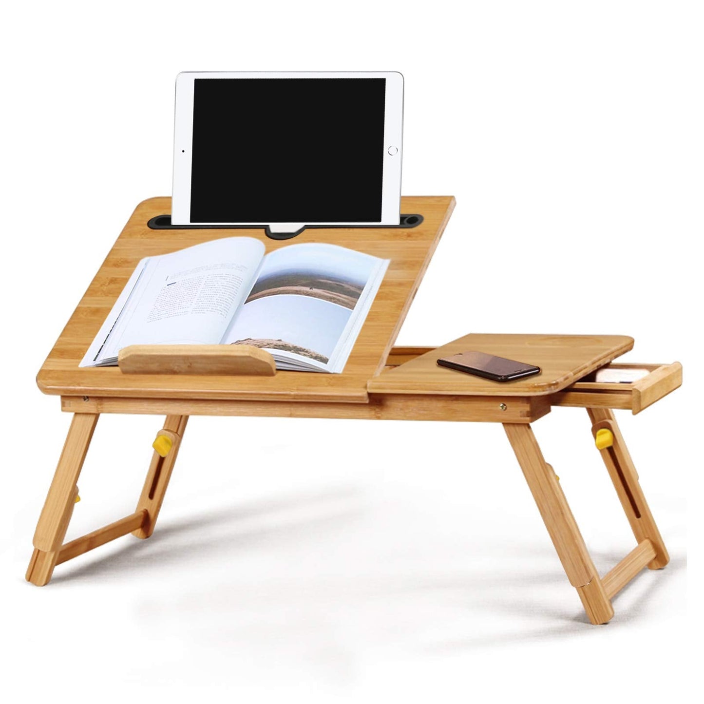 SOFFRIA Lap Desk Bamboo Bed Tray Table Fits up to 17.7 Inch Foldable Laptop Desk for Breakfast Homework Study Reading Eating Food Tray Table