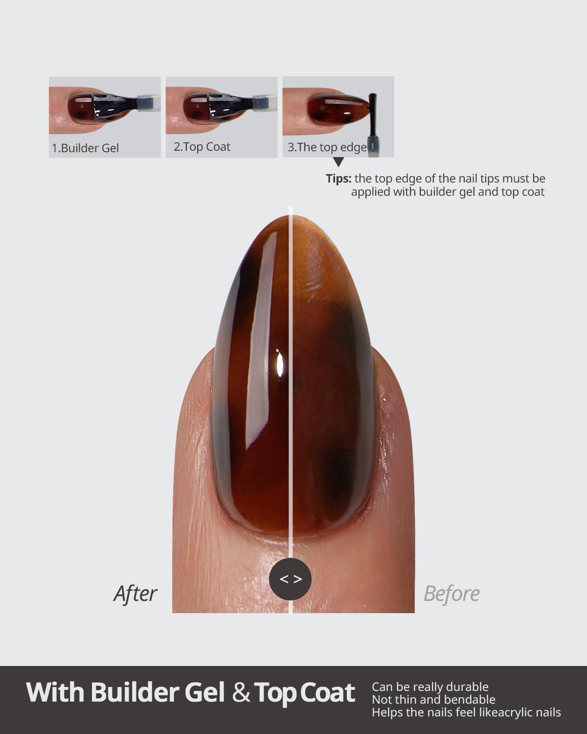 BTArtboxnails SOFTCOATTIPS Press On Nails - Tortoiseshell Coffin Press On Nails Medium, 90Pcs Salon Quality Soak Off Soft Gel Nail Tips in 15 Sizes