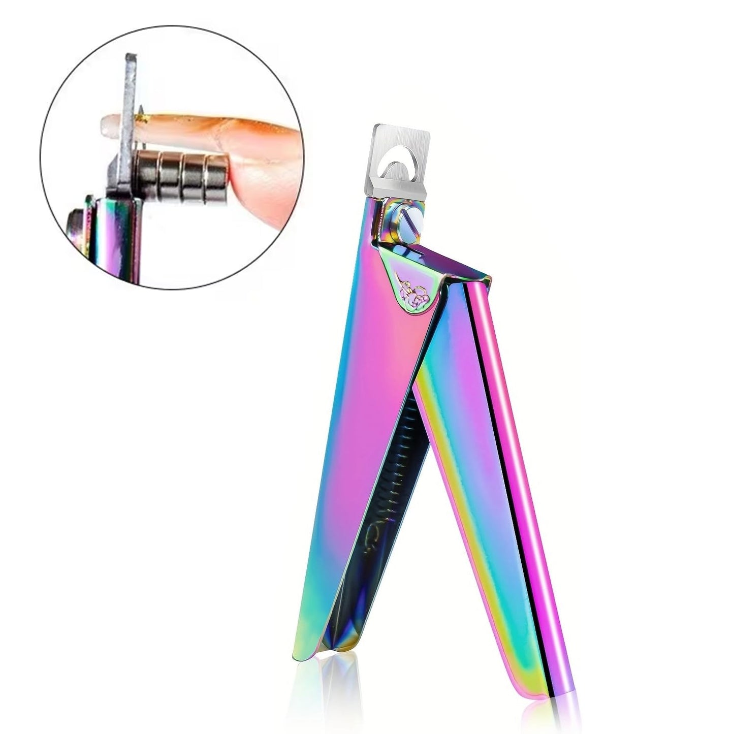 4Pcs Iridescent Nail Manicure Tool Set, Rainbow Stainless Steel Nail Clipper, Cuticle Nipper & Cuticle Pusher Kit, Professional Non-Slip Nail Prep Tools for Salon & Home DIY Manicure
