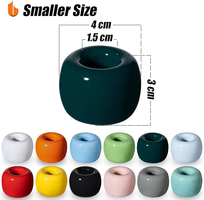 Urbanstrive Sleek Mini Ceramics Toothbrush Holder Stand for Bathroom Vanity Countertops, Dark Green, 2 Pack