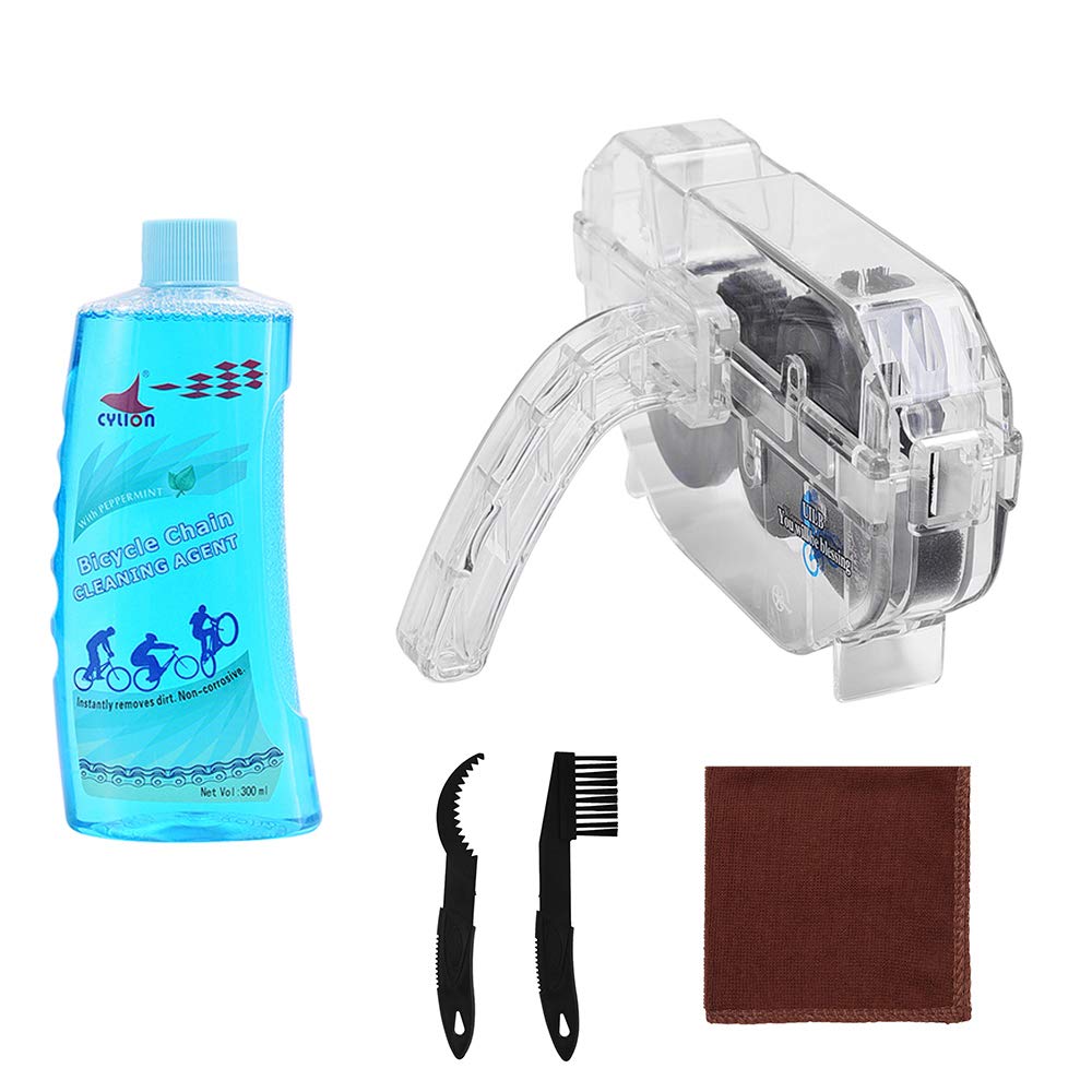 UILB Bike Chain Scrubber Set - Bicycle Chain CLEANING AGENT- 10 OZ Bike Chain Cleaner, Bicycle Durable Chain Gear Wheel Cleaning Brush Kit