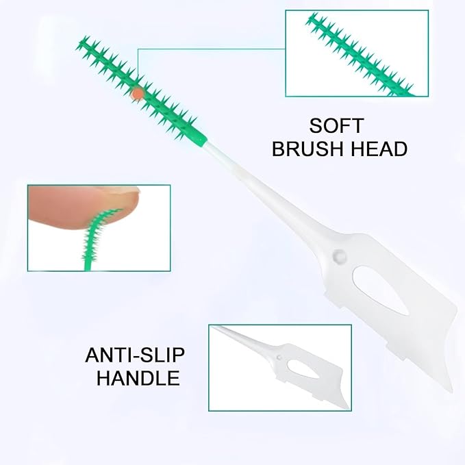 300 Pieces Dual-Use Interdental Brushes Soft Silicone, Disposable Dental Picks,Premium Dental Floss Picks for Effective Teeth Cleaning (300pcs Black)