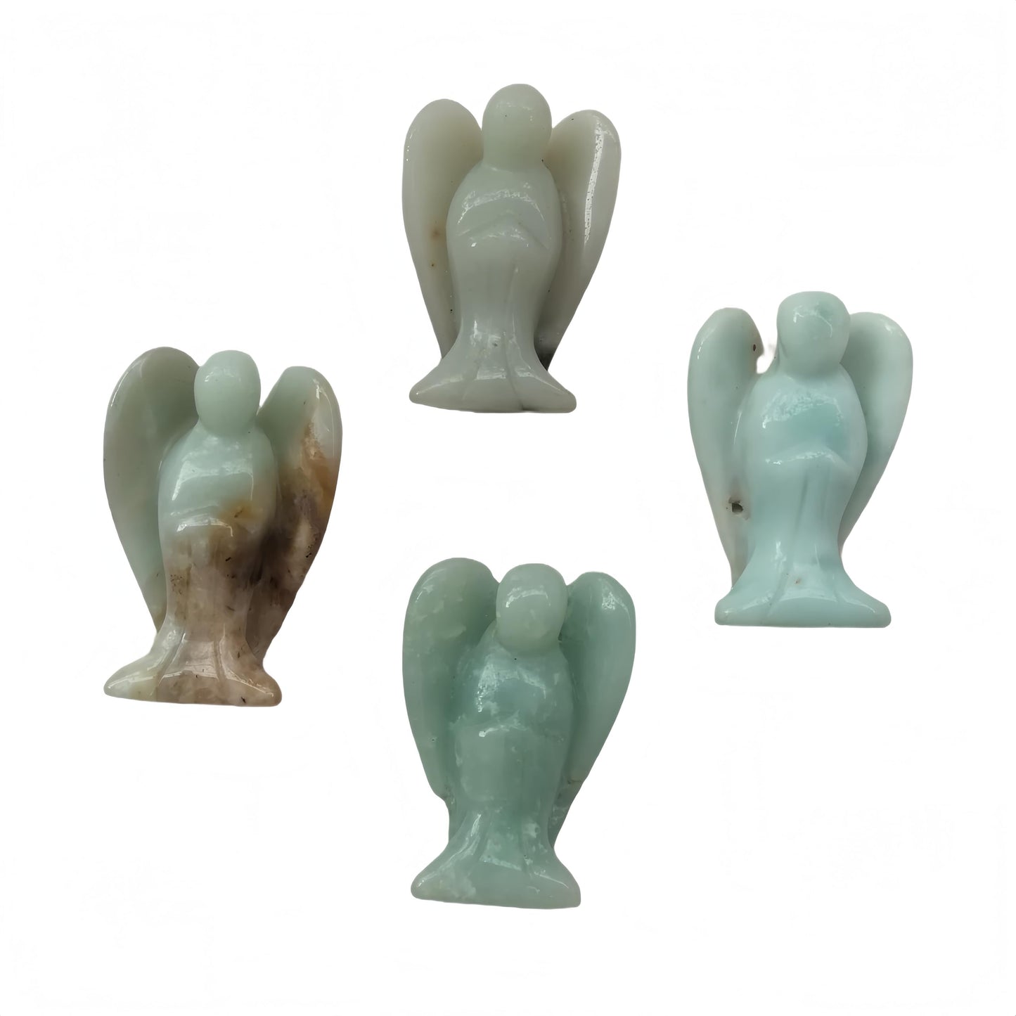 Afucats Natural Amazonite Healing Guardian Angel Indoor Decorative Stone,1.5 Inches Carving Pocket Palm Statue,Gift for Her Christmas Décor