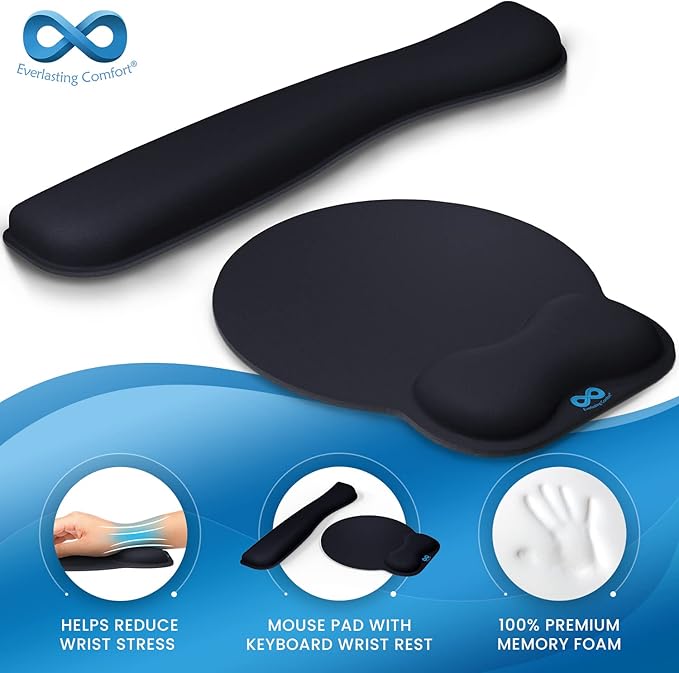 Everlasting Comfort Ergonomic Mouse Pad and Seat Cushion Bundle - Enhance Productivity and Posture at Work