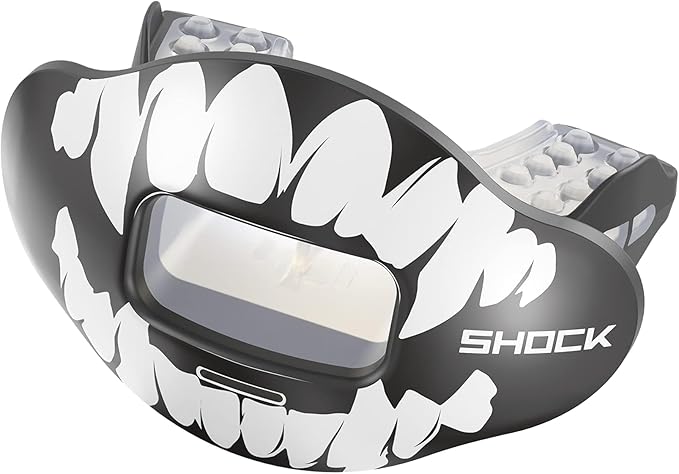 Shock Doctor Lip Guard, Adult and Youth Mouth Guard Football with Strap, Breathable Wide Opening Football Mouthpiece for Youth and Adults OSFA, Shock Doctor Mouth Guards, Max Airflow