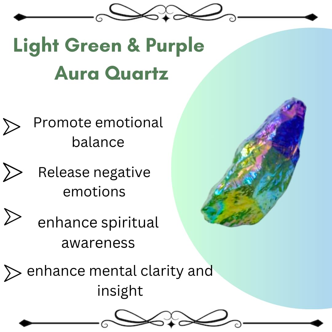 Crystals, Rocks, Jade, Crystals and Healing Stones, Witchcraft Supplies, Healing Crystals, Stones, Healing Stones, Rock Collection, Agate, Raw Stones (Light Green - Purple Aura Quartz, 2 Pcs)