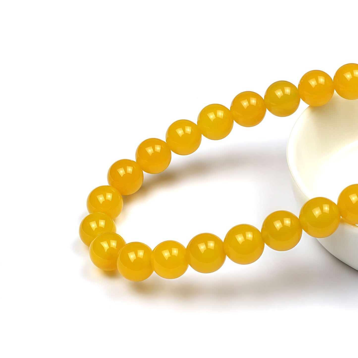 MJDCB 7A Round Natural Yellow Agate Beads Stone Loose Beads for Necklace Bracelet Charms Jewelry Making 15" (6mm)