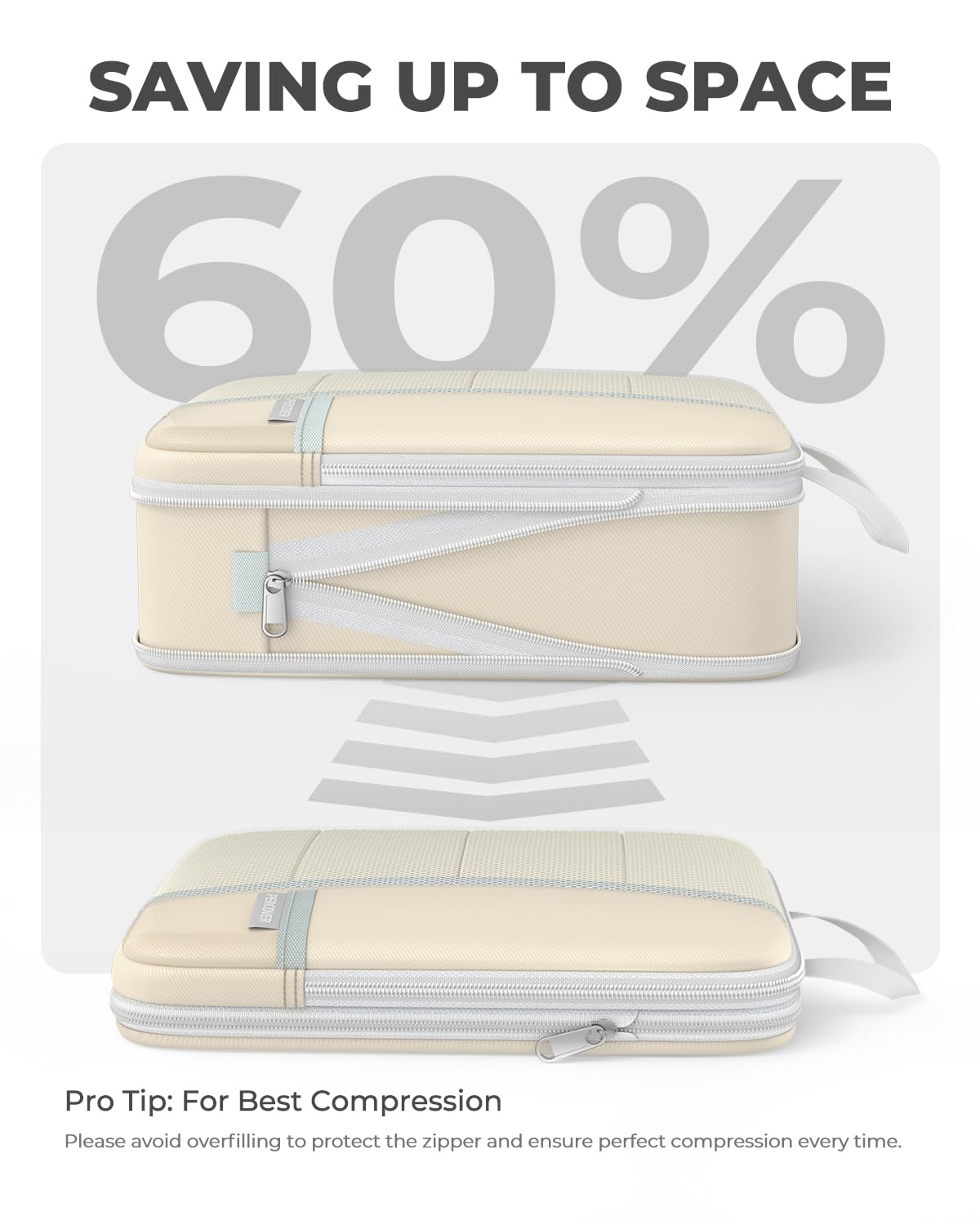 Percover Compression Packing Cubes 8-Piece Set, Packing Cubes Compression for Travel with Laundry Bag & Shoe Bag, Travel Organizer for Carry On & Checked Luggage, Beige