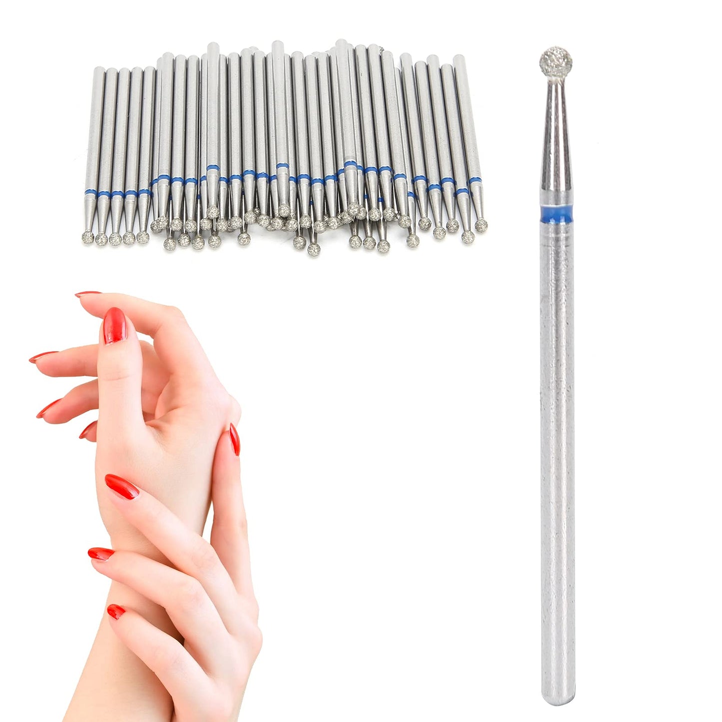 Practical Nail Drill Bits, 50Pcs Nail Polishing Grind Head Replacement Accessory Manicure Tool For Acrylic Gel Nails Cuticle Clean Pedicure (M2-2.3mm)