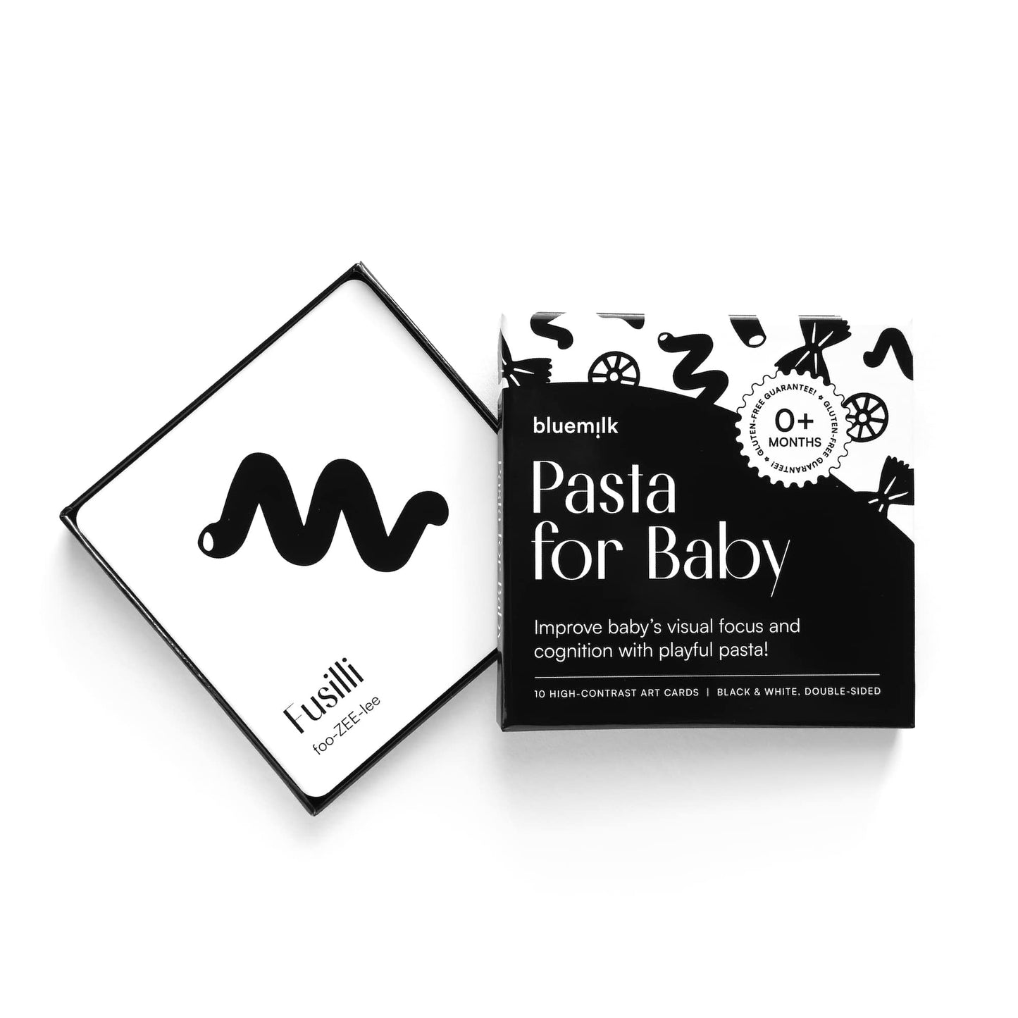 Pasta for Baby High Contrast Cards Sensory Toy Learning Activity Large Black and White Flash Cards Newborn Tummy Time Play 0+ Months Infant Essentials Curious Baby Activity Gift Set