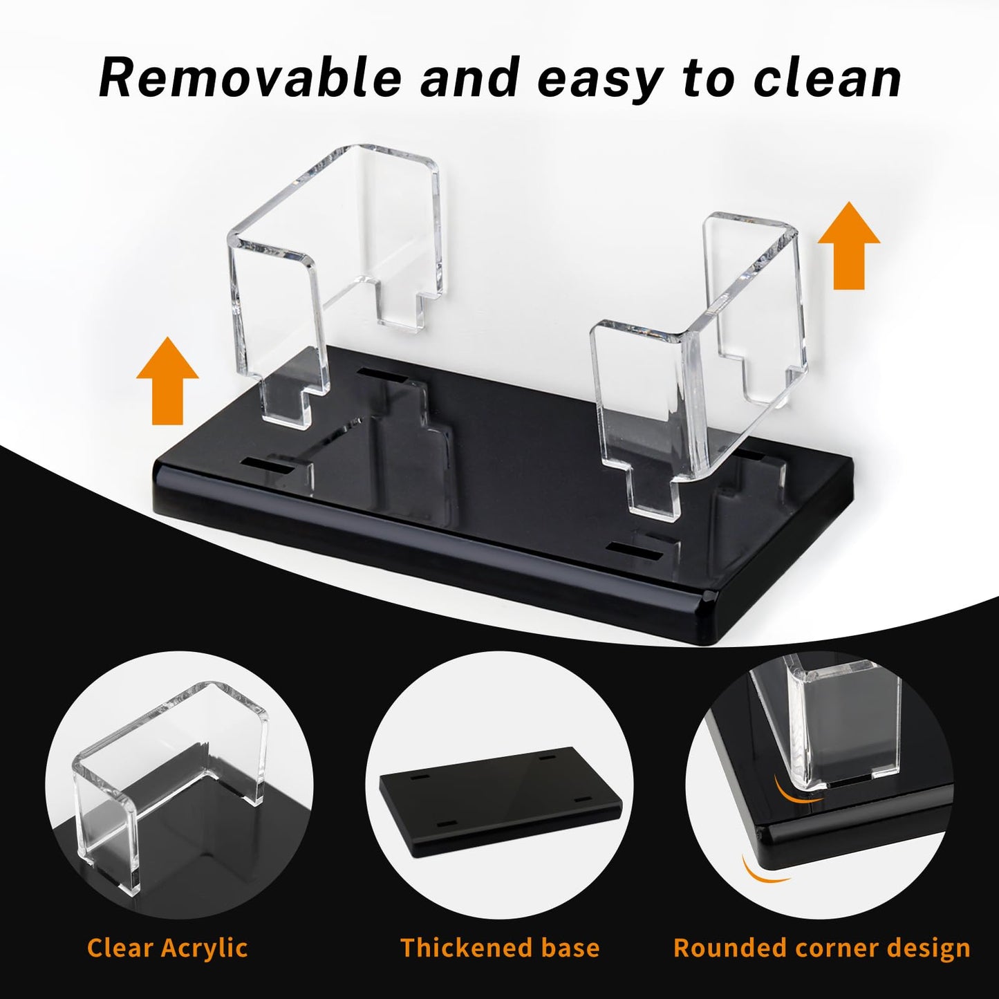 LIANHELILAI 2Pack Acrylic Business Card Holder Black Enlarged Holds 120 Cards for Office/Exhibition/Restaurant Desk/Counter Display Name Card Organizer Stand