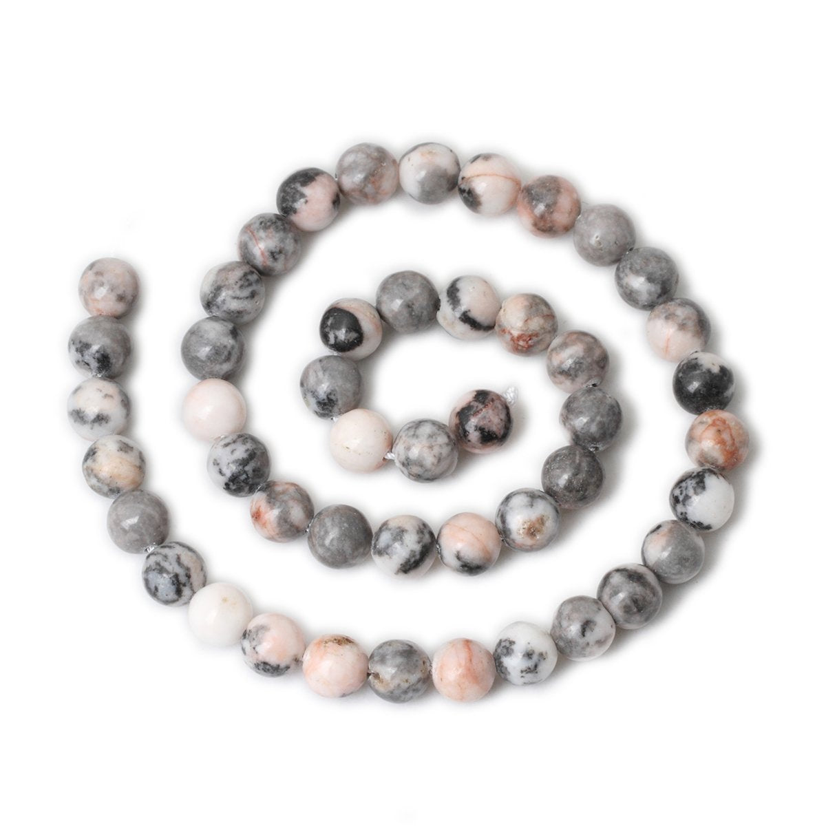 CHEAVIAN 45PCS 8mm Natural Pink Zebra Jasper Round Loose Beads for Jewelry Making DIY Handmade 1 Strand 15"