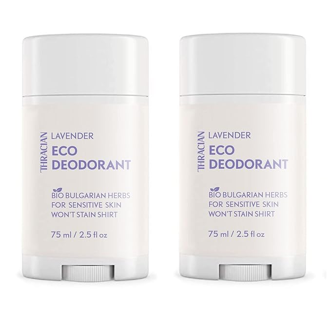 Thracian™ Bio Lavender Eco Deodorant with Zinc Oxide, for Sensitive Skin, Aluminum Free, Baking Soda Free, Alcohol Free, No Added Fragrance, 2.5 Fl Oz (Pack of 2)