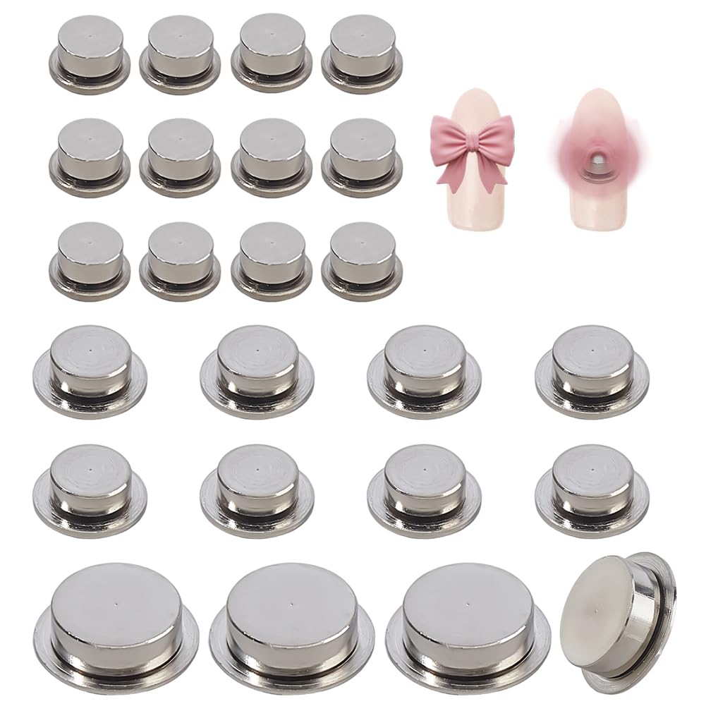 SUPERFINDINGS 24Pcs 3 Sizes Spinning Nail Charms 3D Nail Art Rotating Bearing Silver Round Creative Jewelry Rotating Tools for Women DIY Crafting Jewelry Accessories