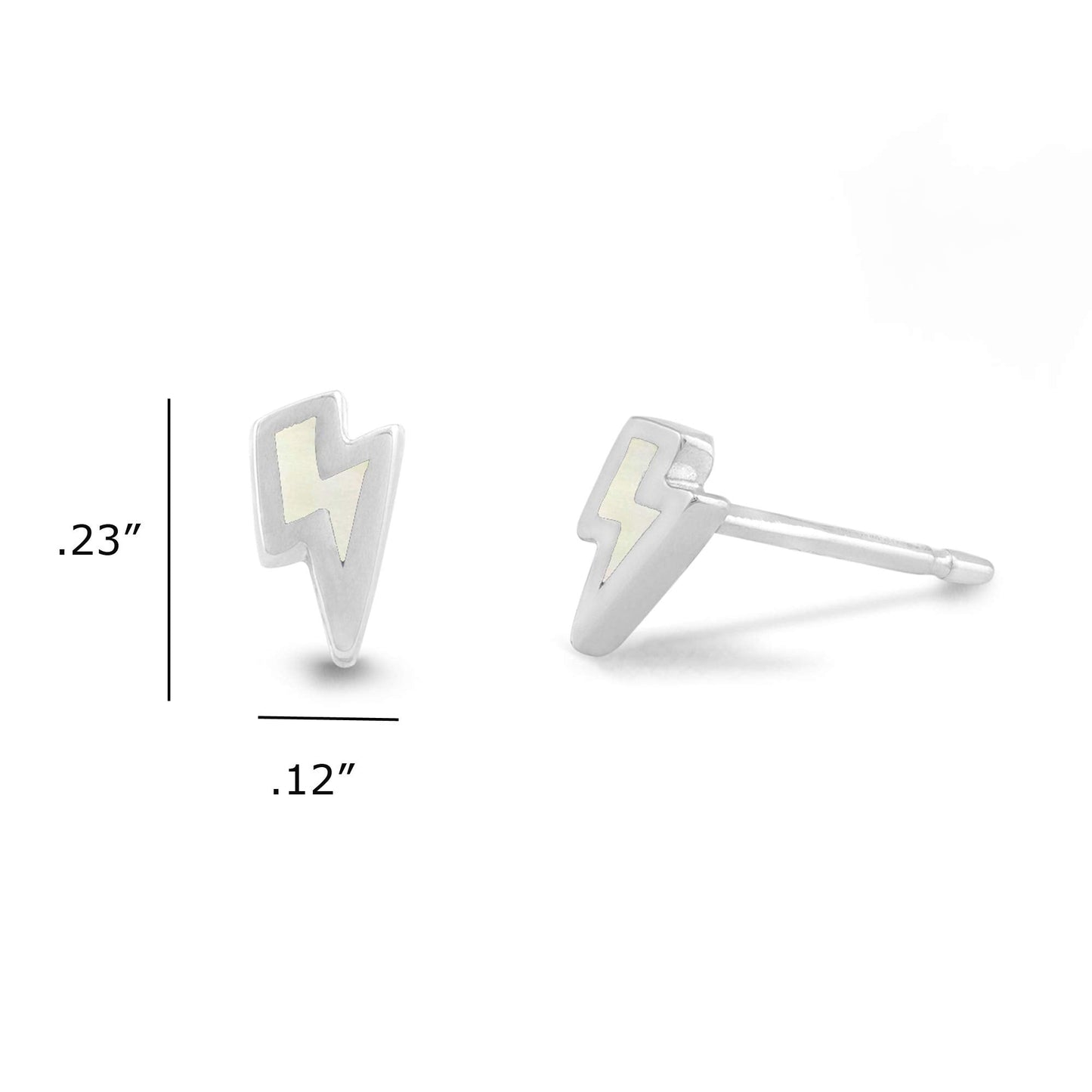 Boma Jewelry Sterling Silver Lightning Bolt Stud Earrings (Mother of Pearl)