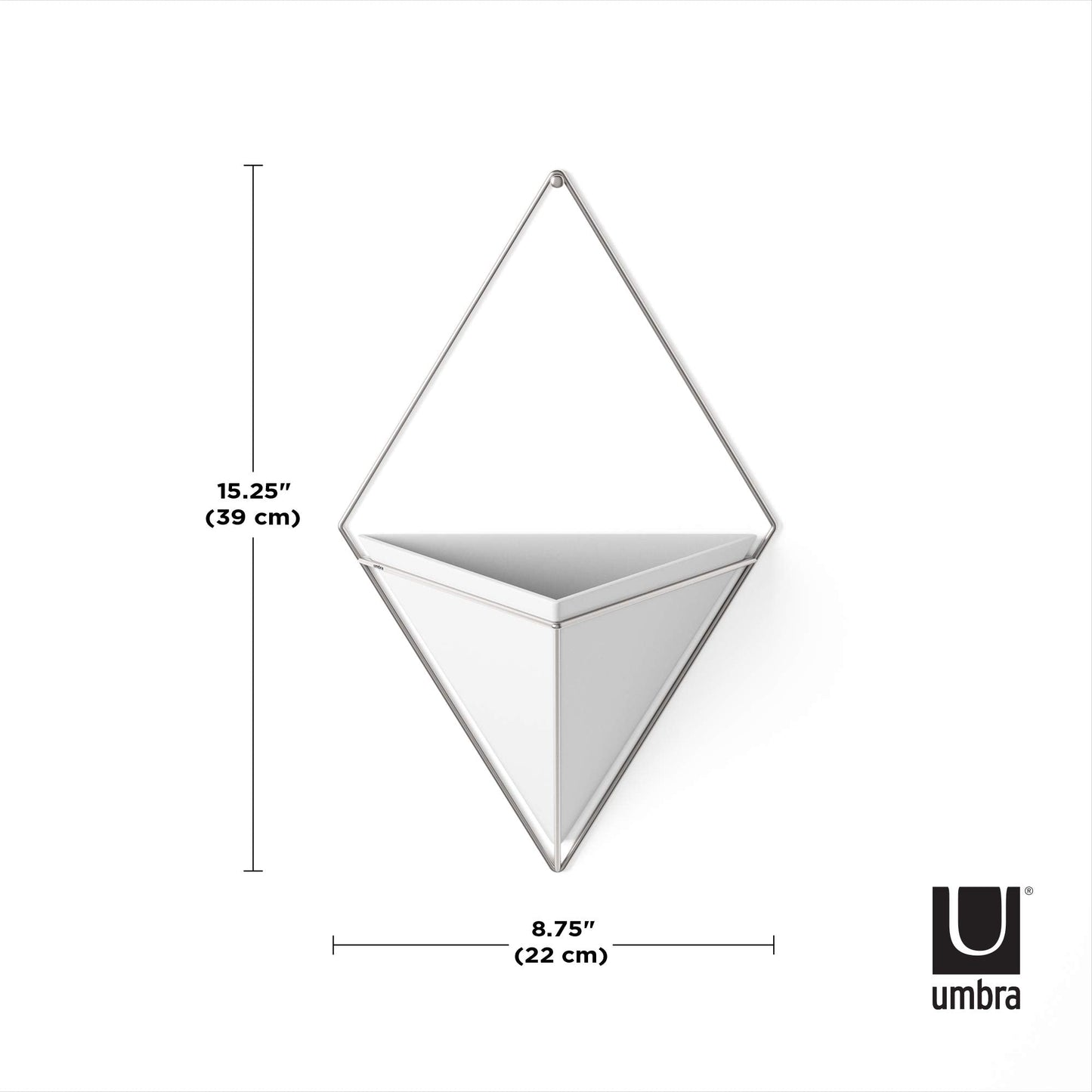 Umbra Trigg Hanging Planter Vase Wall Decor, Pot and Container for Succulents, Cactus, Faux Plants, and More, Large, White/Nickel