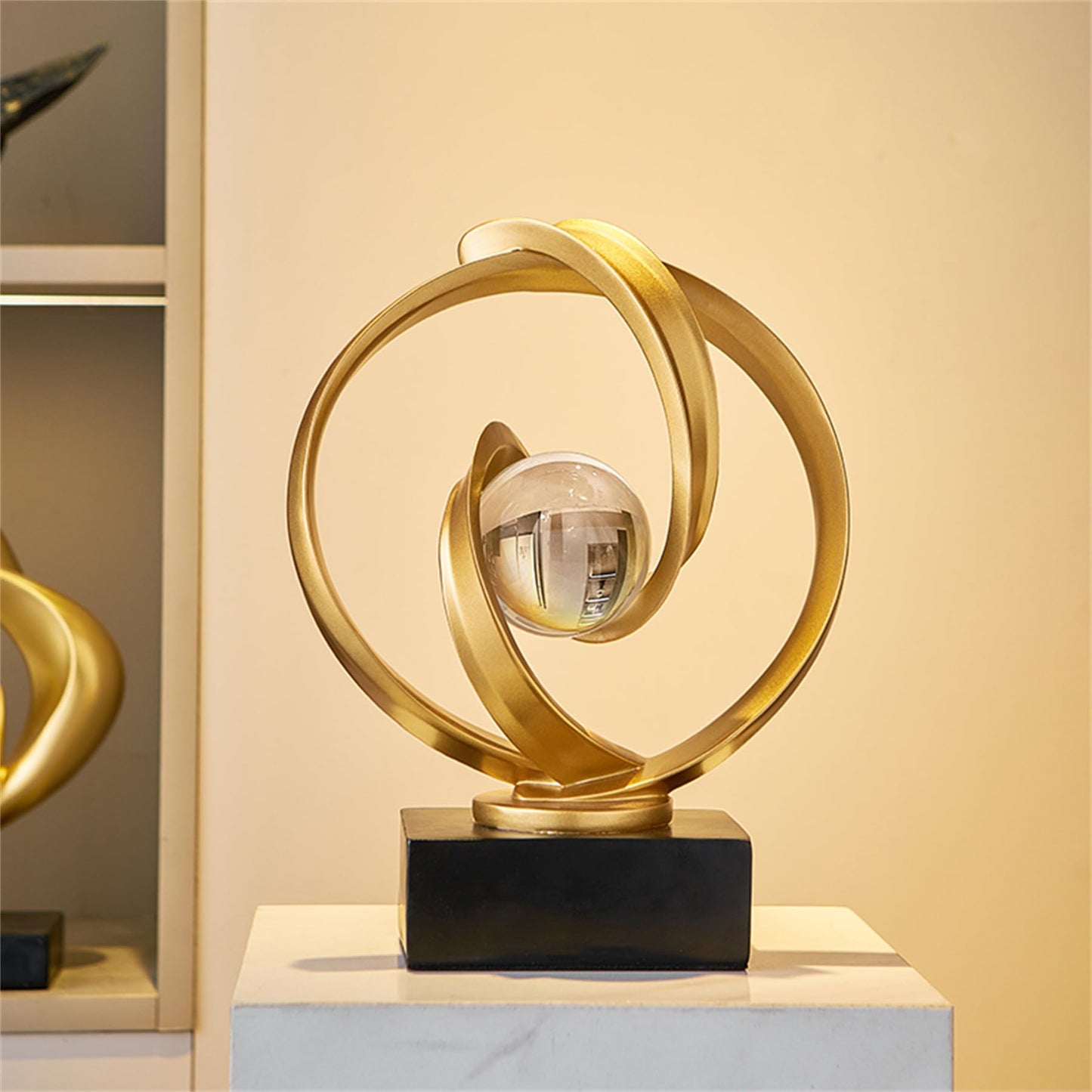 AWNR Gold Abstract Sculpture House Decor Aesthetic - Home Décor Accents for Nightstand, Shelves, Dining Room, Entryway Table, Office, Desk Accessories