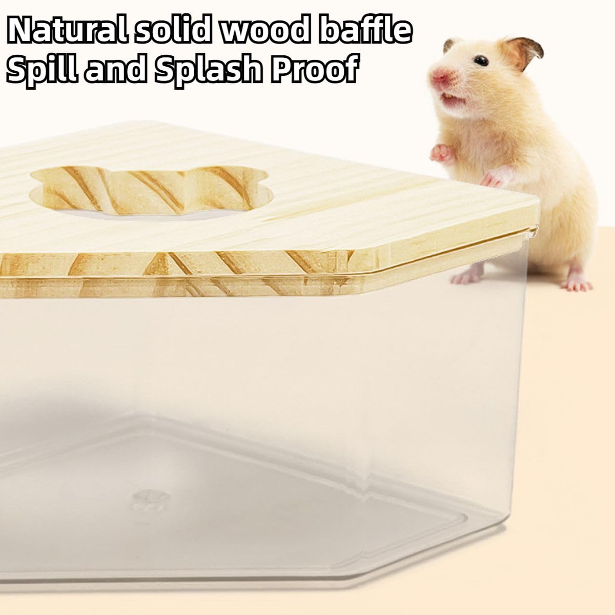 Copfeu Hamster Sand Bath Box Container, Mini Pet Sandbox Lid Design Take Bath Wooden Sandbox Dust Bath, Transparent Bathroom & Digging Box Acrylic Hamster Litter Box Small Animal Accessories (C)