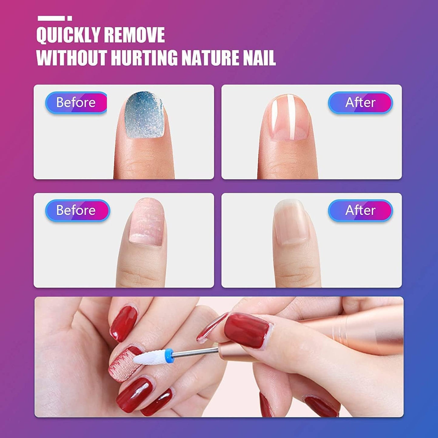 30Pcs Nail Drill Bits Set: 3/32 Inch Carbide Cuticle Ceramic Nail Bits for Nail Drill for Acrylic Gel Nail Manicure Pedicure Remover Tools for Home Salon