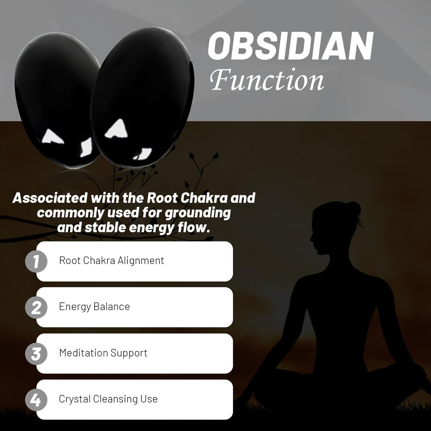 2.7''- 3.1'' Large Obsidian Palm Stone - 2 Pcs Black Obsidian Stone, Smooth Pocket Energy Crystals, Healing Worry Stones