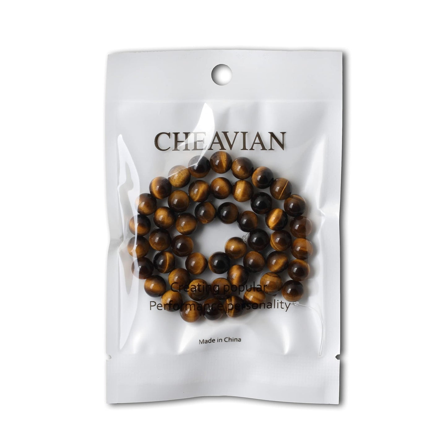 CHEAVIAN 45PCS 8mm Natural Yellow Tiger Eye Stone Gemstone Round Loose Beads for Jewelry Making DIY Findings 1 Strand 15"