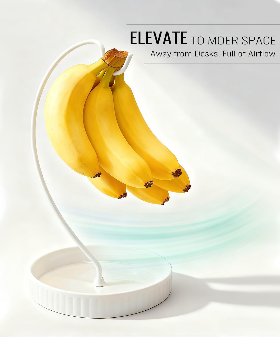 VROOMIUM Banana Holder Stand - Taller Design for Better Air Circulation, Ceramic Bowl Easy to Clean, Modern Elegant Gift Home Décor Fruit Basket-White