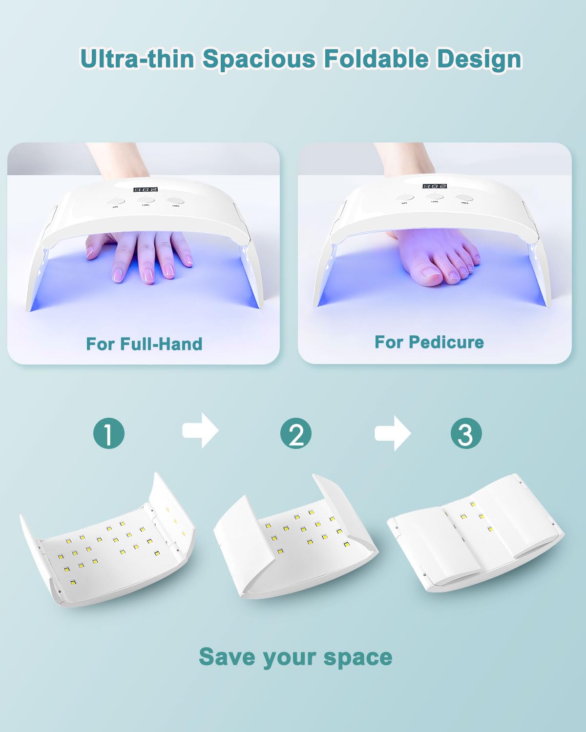 Lotifie UV Led Nail Lamp Spacious Foldable Curing Light Dryer for Gel Nails Polish(White lamp pro)