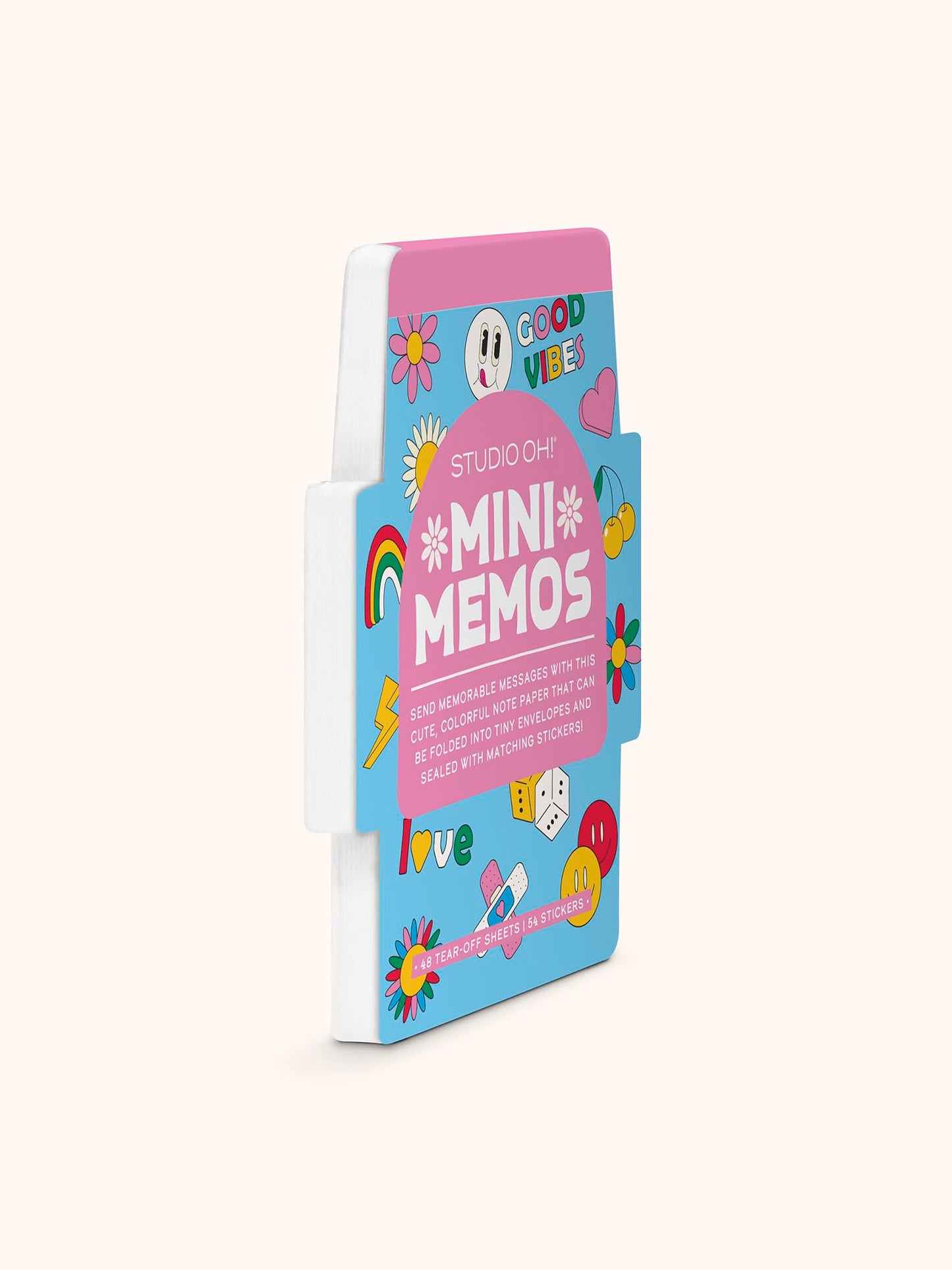 Studio Oh! Retro Vibes Mini Memos with Stickers - Cute Stationery Note Pads & Message Pads with 48 Tear-Off Sheets & 54 Sticker Seals - Notepads for To Do Lists, Love Notes & More - 4.25 x 5.5 In