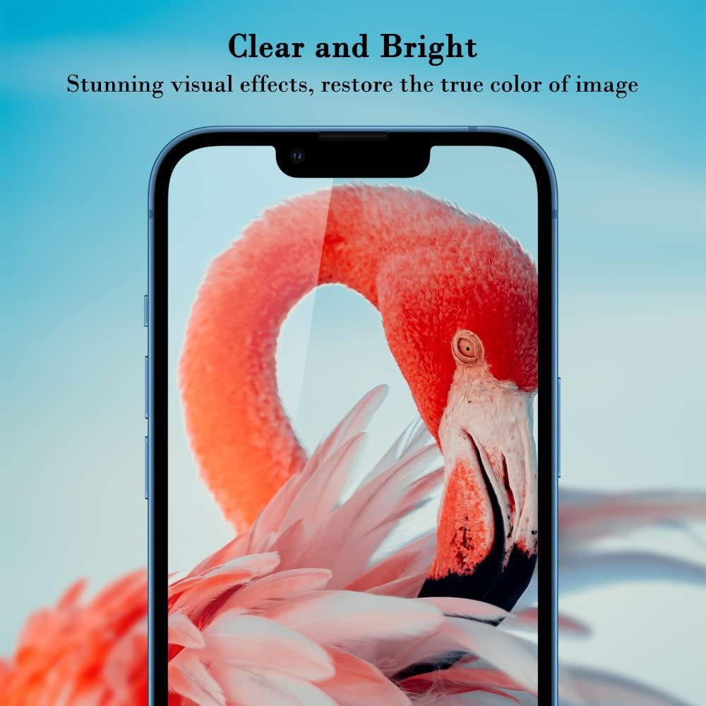 PERFECTSIGHT Screen Protector, HD Clear Tempered Glass, Anti Blue Light, Compatible with iPhone 14, 13 Pro & 13 (6.1 inch), 2.5D Curved Edge, 9H Hardness, Fingerprint Resistant, 1 Piece