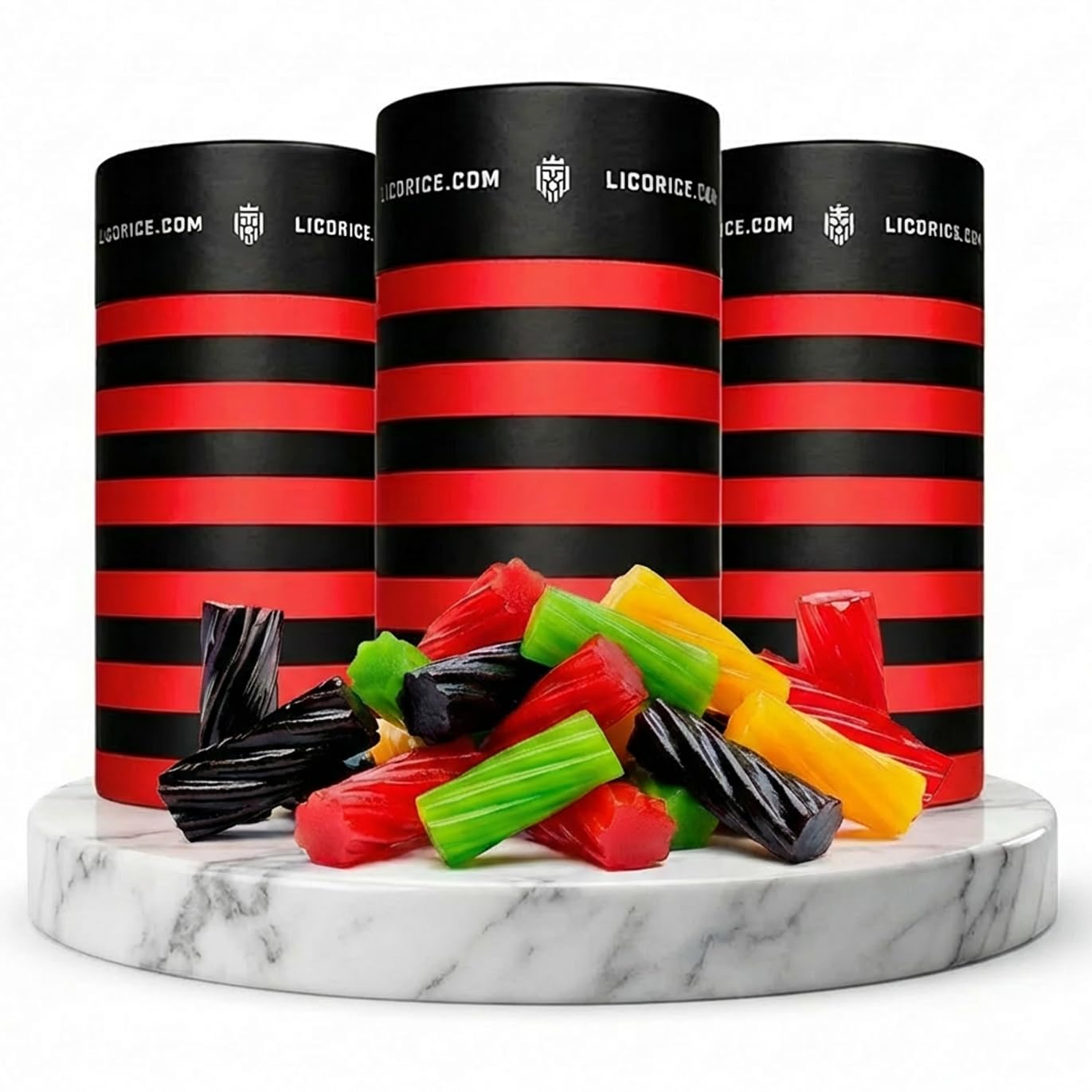 Licorice.com | Candy Gift Box | Soft & Chewy Australian Red, Black & Fruity Licorice | Yummy Strawberry, Green Apple & Raspberry | Great Gift Idea for Holidays and Birthdays | Pack of 3