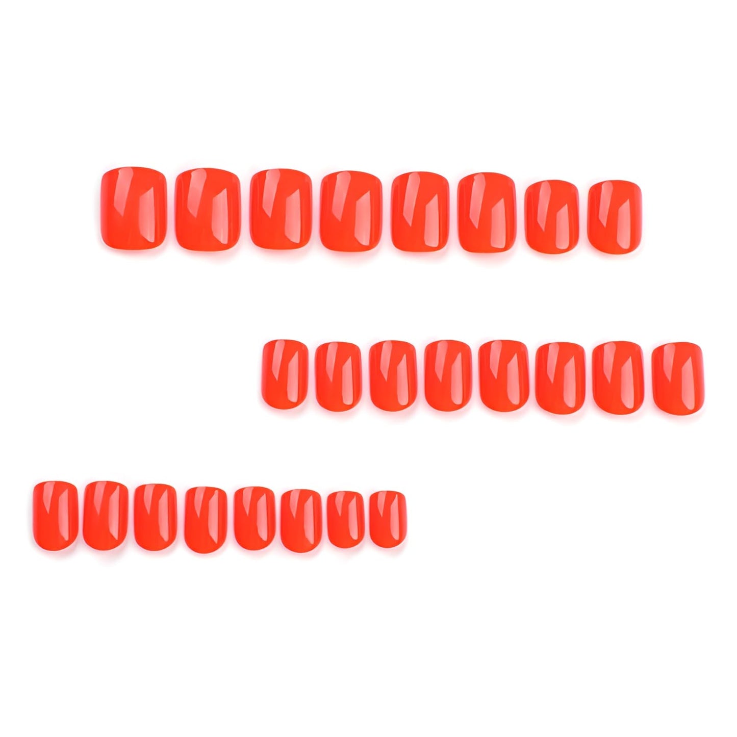 Red Press on Nails Short Square Fake Acrylic Solid Color False Glossy Glue on Stick on Nails for Women and Girls