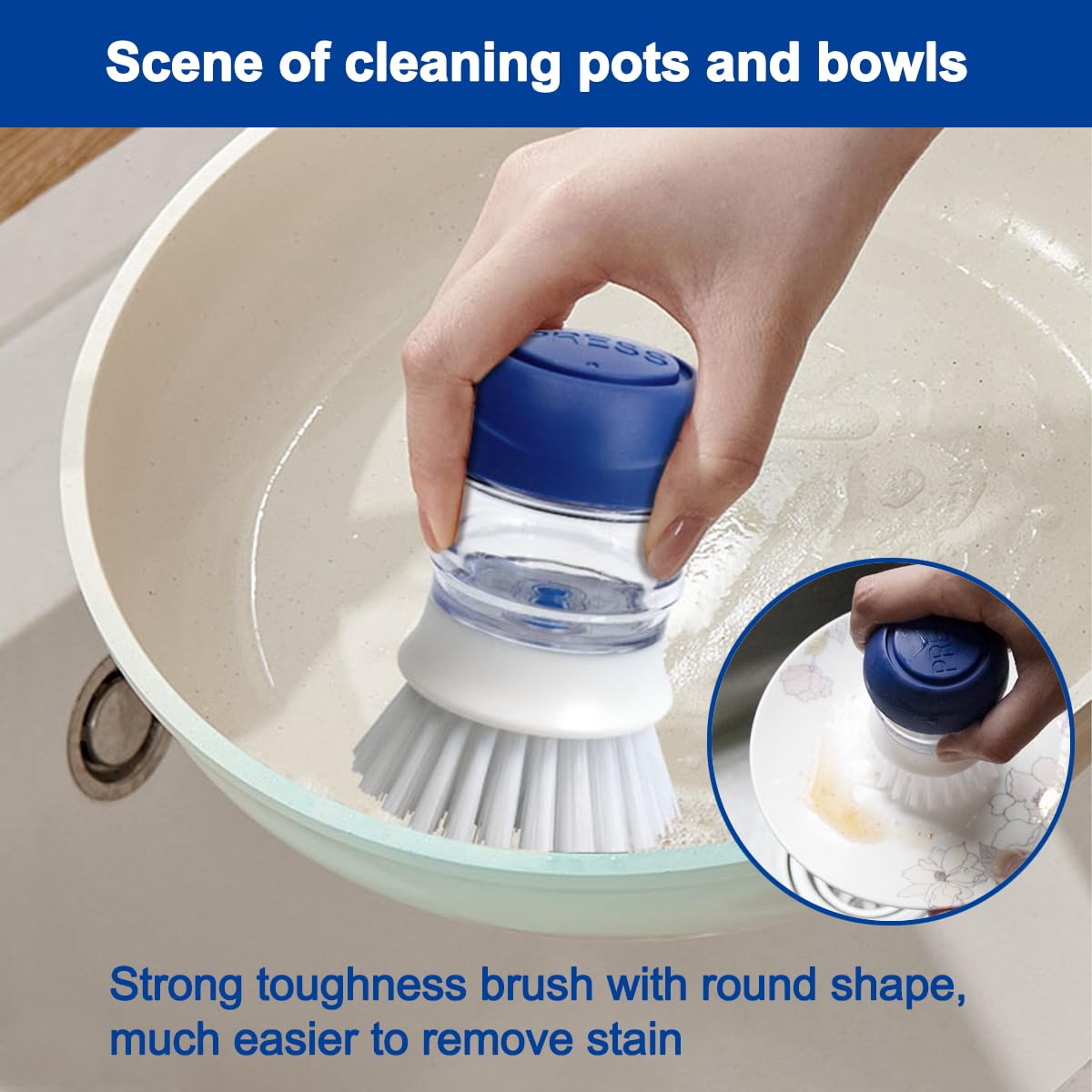 CELOX Soap Dispensing Dish Brush with Holder, Dish Scrub Brush with Holder