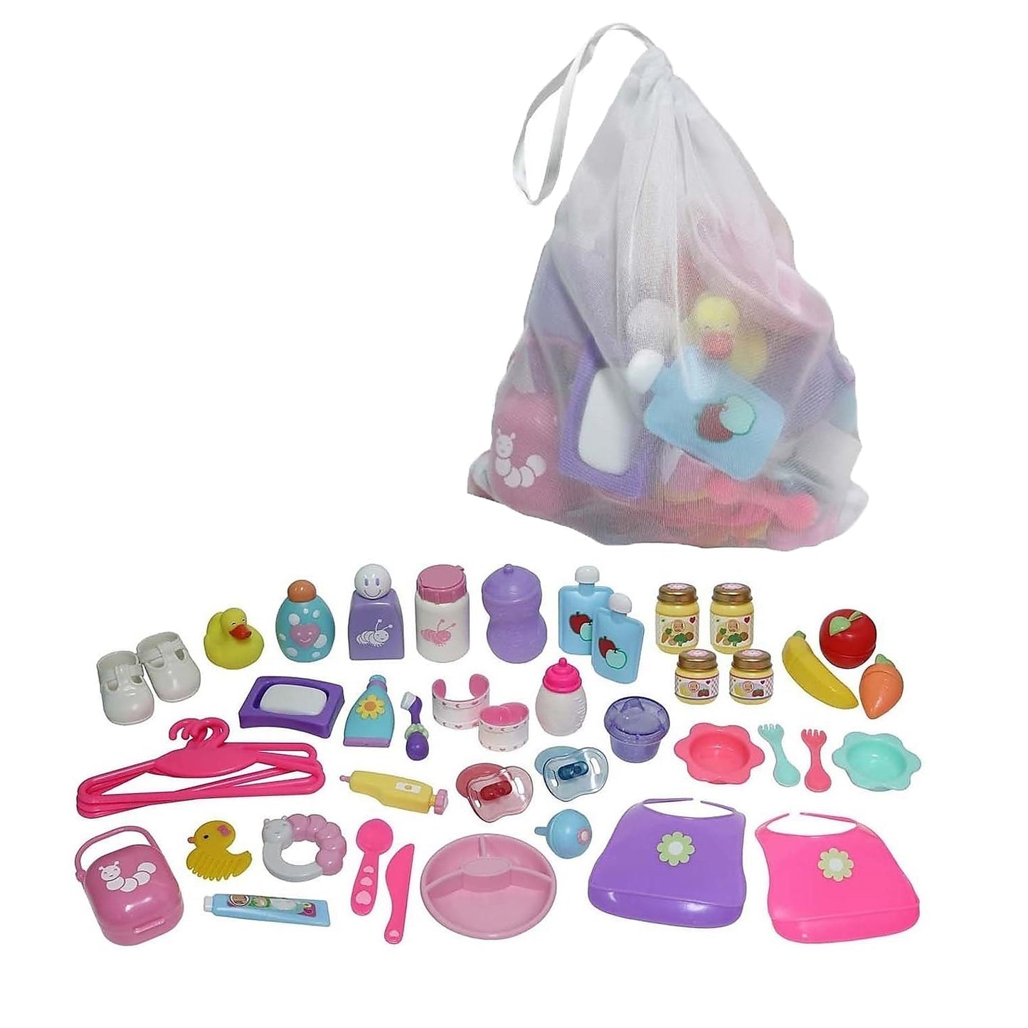 Baby Nursery 45 Piece Accessory Bag | JC Toys - for Keeps Playtime! | Accessories fit Most Dolls up to 15" | Play Accessories | Ages 2+