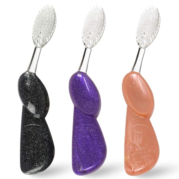 RADIUS Big Brush with Replaceable Head BPA Free & ADA Accepted Toothbrush Designed to Improve Gum Health & Reduce Gum Issues - Right Hand - Purple/Sea Shell/Midnight Sky - Pack of 3