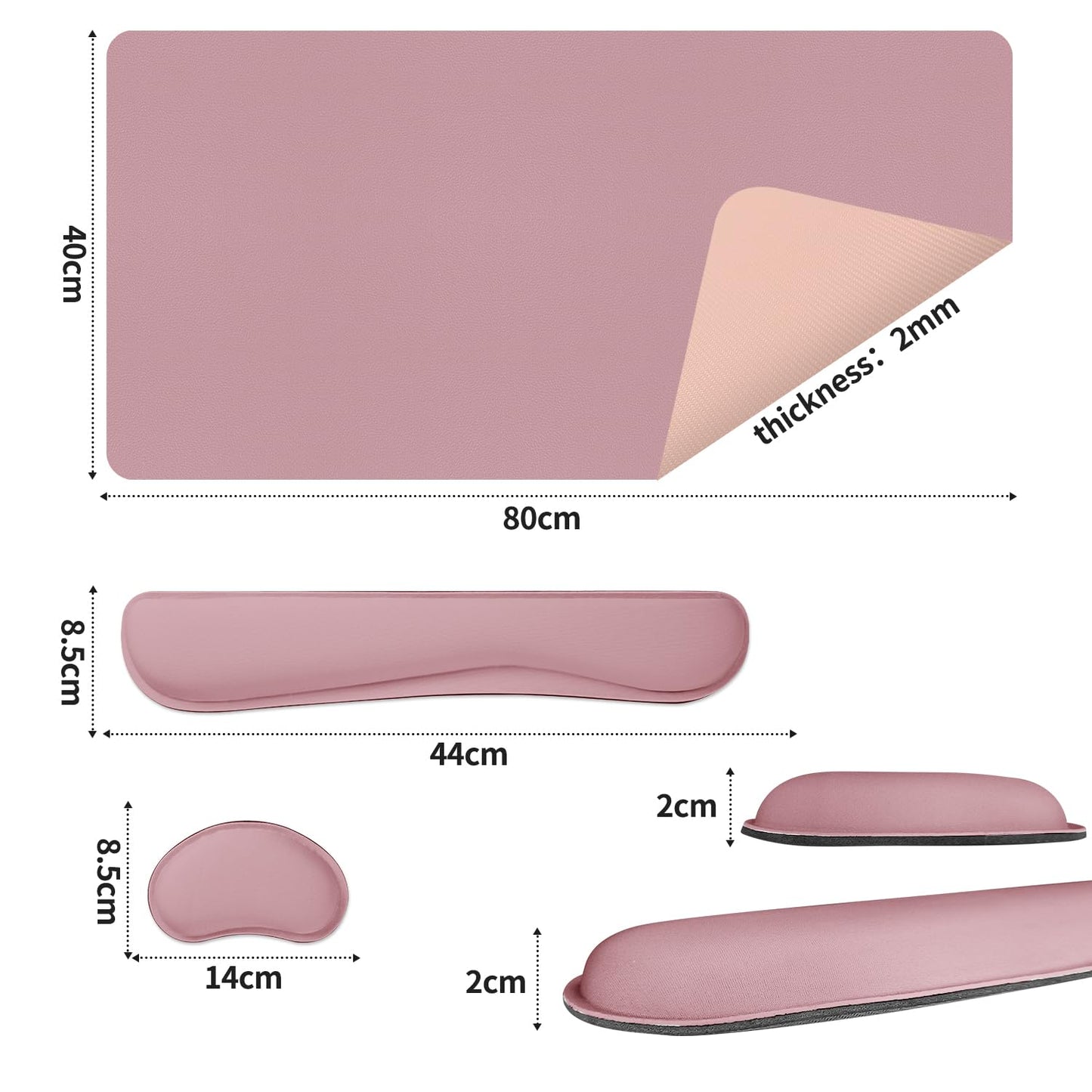 Meetcolor Mouse Pad and Keyboard Wrist Rest, 3-in-1 Large Keyboard and Mouse Pad Set, Ergonomic Wrist Rest for Computer Keyboards, Non-Slip Desk Mat Protector for Women (Purple Pink, 31.5" X 15.7")