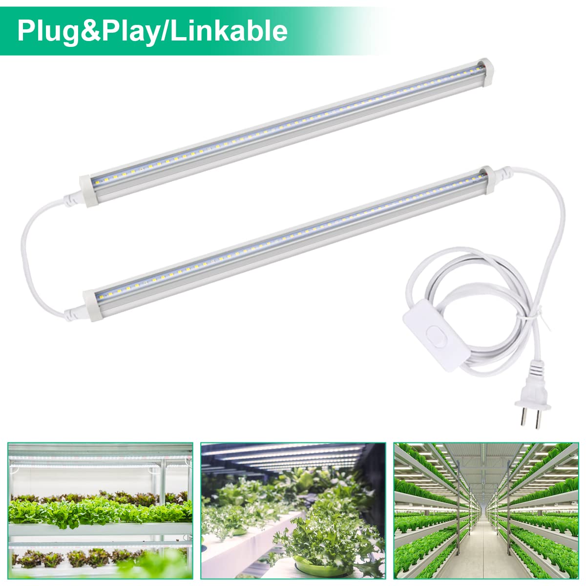 T5 Grow Lights 5000K Full Spectrum,1.4FT (2pcs x 10 Watts) Plant Growing Lamp,End-to-End Connectable Led Light Strips for Indoor Plants Succulents Flowers Growing