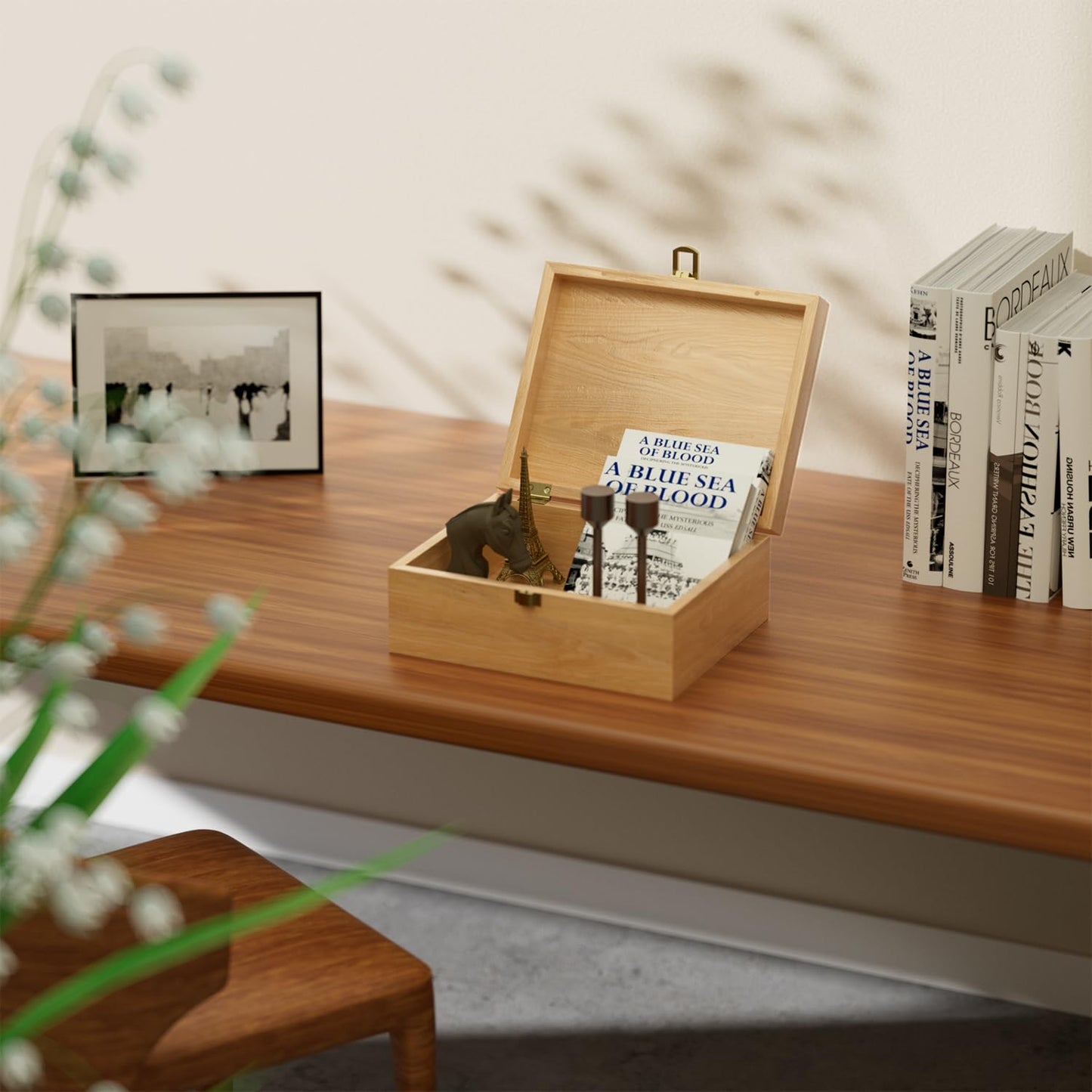 EDUROMI Memory Keepsake Wooden Box, Floral Heart Engraved Keepsake Boxes with Lids, Memory Box for Keepsakes for Anniversary, Wedding, Memory, Birthday, Valentines Day, Wood Box for Office or Home
