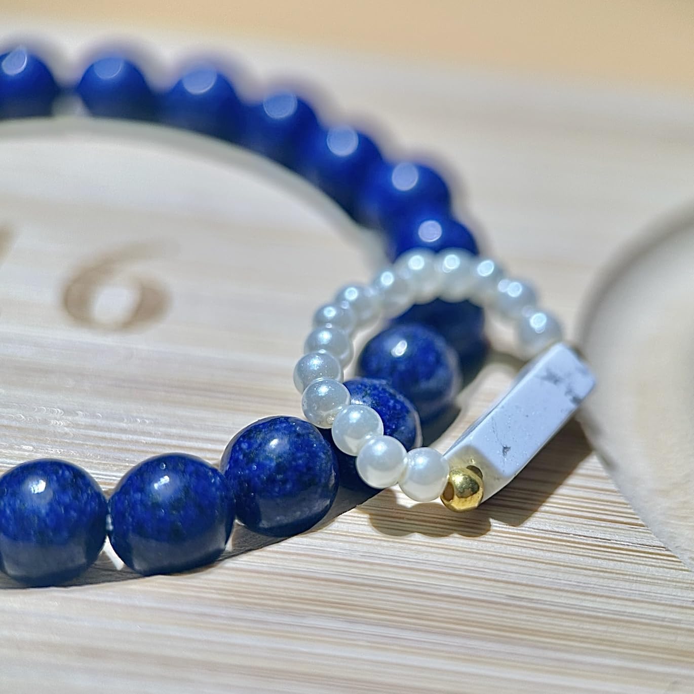 Orivora Handmade 8mm Crystal Stretch Bracelets for Women, Natural Gemstone Healing Jewelry, Positive Energy & Chakra Beaded(Lapis Lazuli Set)