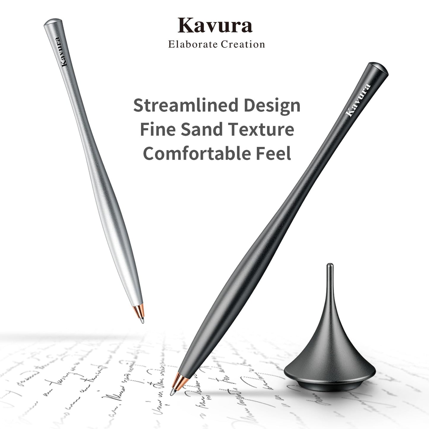 Kavura Metal Gravity Spinner Pen – Crafted with Japanese Precision, Anodized for a Sleek Metallic Finish – Relieves Stress & Sparks Creativity – Elegant Gift for Professionals and Graduates (Black)