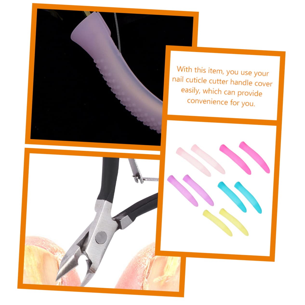 DOITOOL Silicone Anti-Slip Handle Covers for Cuticle Scissors Nail Trimmer Sleeves 6 Pairs Comfortable Grip Protective Nail Art Accessories for Manicure Tools