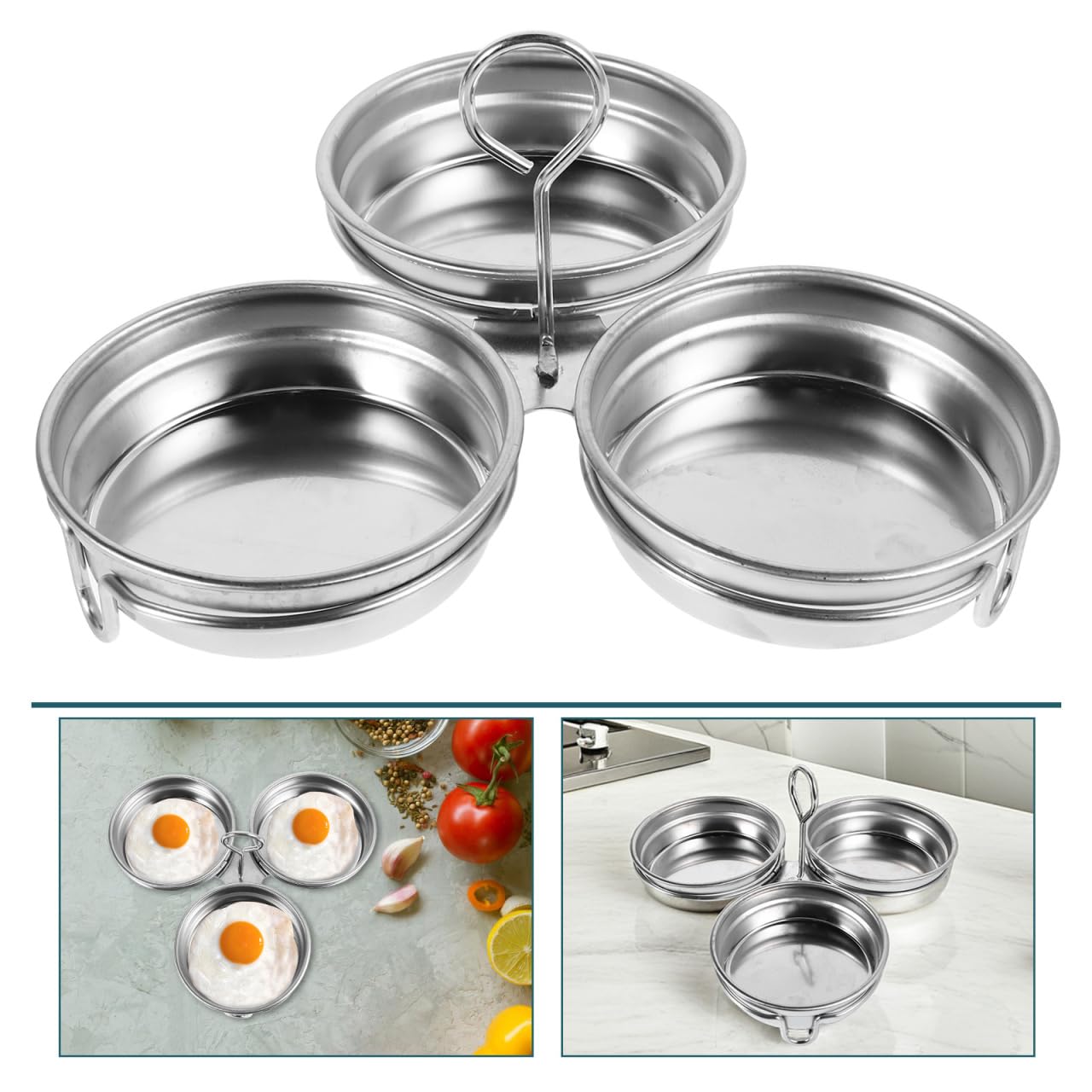 ULTECHNOVO Egg Poacher Cup 1-Cup Stainless Steel – Nonstick Coating Removable Rack – for Stovetop Steaming Poaching Boiling for Individual Eggs